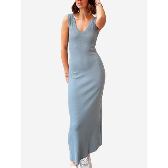 NEW LNA irina v neck dress in slate - Picture 1 of 3